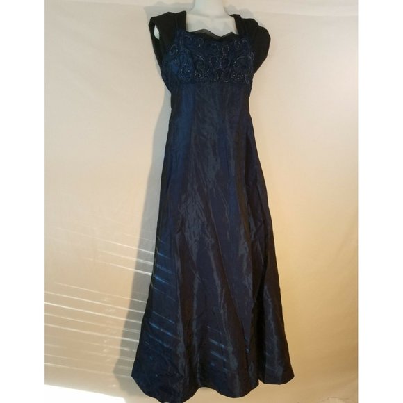 Zum Zum by Niki Livas vintage Formal Dress Size 9 Iridescent blue Modesty Beaded - Picture 8 of 9